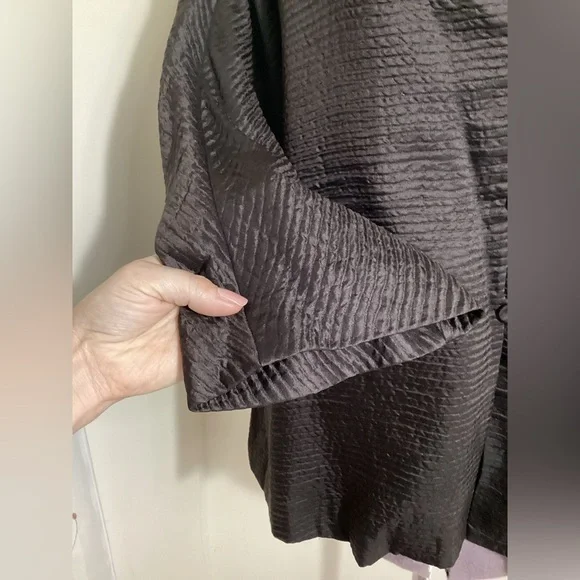 Eileen Fisher Silk Wool Crinkle Jacket Large - Picture 7 of 14
